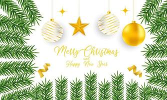 merry christmas and happy new year background with interesting ornaments vector