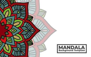 plantilla de fondo vectorial con diseño de patrón de mandala ornamental, banner de mandala de flores decorativas con lugar para textos vector