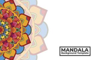 plantilla de fondo vectorial con diseño de patrón de mandala ornamental, banner de mandala de flores decorativas con lugar para textos vector