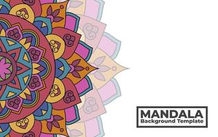 plantilla de fondo vectorial con diseño de patrón de mandala ornamental, banner de mandala de flores decorativas con lugar para textos vector