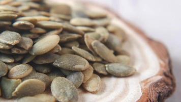 Salty seed snacks, close up video