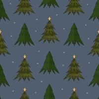 Christmas trees seamless pattern. Hand drawn winter background. Vector New Year, Christmas print for fabric, textile, paper, packaging