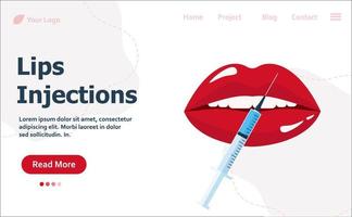Modern vector illustration of lips injections. Lip augmentation. Hyaluronic Acid injections