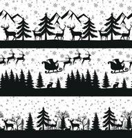 Christmas seamless pattern. Snow winter landscape with deer. Merry christmas greeting card. vector