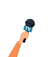 Microphone vector. News illustration. News on TV and radio. Interview.Flat design vector