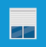 Window with rolling shutters vector flat design.