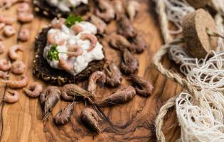 Salad with fresh North Sea crabs photo