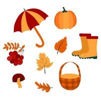 Set of autumn elements vector