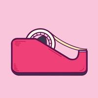 Office equipment of pink desk tape dispenser. Vector illustration of a small object with flat cartoon colored art style and clean line art.