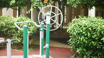 Outdoor public use exercise equipment video