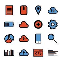 Technology icon set, vector illustration