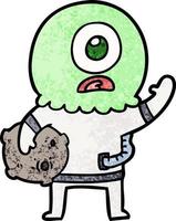 Vector alien character in cartoon style