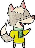 Vector wolf character in cartoon style