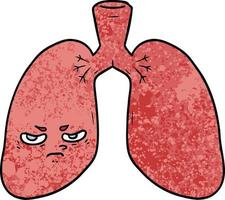 Retro grunge texture cartoon cute lungs vector