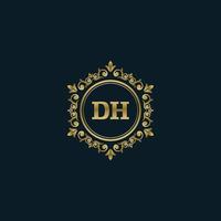 logotipo de la letra dh con plantilla de oro de lujo. plantilla de vector de logotipo de elegancia.