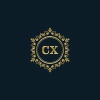 logotipo de la letra cx con plantilla de oro de lujo. plantilla de vector de logotipo de elegancia.