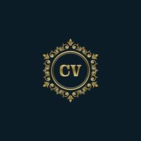 logotipo de letra cv con plantilla de oro de lujo. plantilla de vector de logotipo de elegancia.