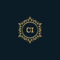 Letter CI logo with Luxury Gold template. Elegance logo vector template.