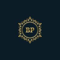 logotipo de letra bp con plantilla de oro de lujo. plantilla de vector de logotipo de elegancia.