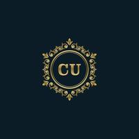 Letter CU logo with Luxury Gold template. Elegance logo vector template.