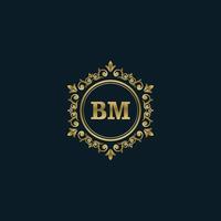 logotipo de letra bm con plantilla de oro de lujo. plantilla de vector de logotipo de elegancia.
