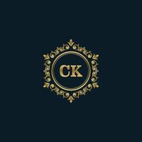 logotipo de letra ck con plantilla de oro de lujo. plantilla de vector de logotipo de elegancia.