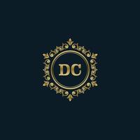 logotipo de letra dc con plantilla de oro de lujo. plantilla de vector de logotipo de elegancia.