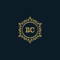 logotipo de la letra bc con plantilla de oro de lujo. plantilla de vector de logotipo de elegancia.