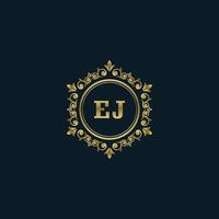 logotipo de letra ej con plantilla de oro de lujo. plantilla de vector de logotipo de elegancia.