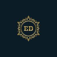 logotipo de letra ed con plantilla de oro de lujo. plantilla de vector de logotipo de elegancia.