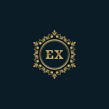 Letter EX logo with Luxury Gold template. Elegance logo vector template.