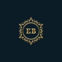 logotipo de letra eb con plantilla de oro de lujo. plantilla de vector de logotipo de elegancia.