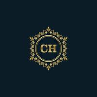 logotipo de la letra ch con plantilla de oro de lujo. plantilla de vector de logotipo de elegancia.