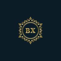 logotipo de letra bx con plantilla de oro de lujo. plantilla de vector de logotipo de elegancia.