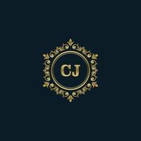 logotipo de letra cj con plantilla de oro de lujo. plantilla de vector de logotipo de elegancia.