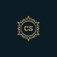 logotipo de la letra cs con plantilla de oro de lujo. plantilla de vector de logotipo de elegancia.