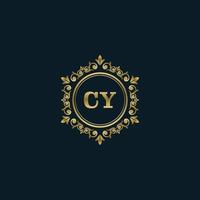 logotipo de letra cy con plantilla de oro de lujo. plantilla de vector de logotipo de elegancia.