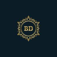 logotipo de letra bd con plantilla de oro de lujo. plantilla de vector de logotipo de elegancia.