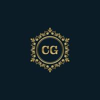 logotipo de letra cg con plantilla de oro de lujo. plantilla de vector de logotipo de elegancia.