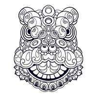 Lion dance cartoon mandala arts isolated on white background vector