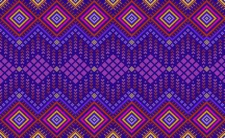 Geometric ethnic pattern, Pixel continuous zigzag style, Pink and blue pattern Nordic repetitive vector