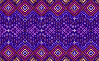 Geometric ethnic pattern, Pixel continuous zigzag style, Pink and blue pattern Nordic repetitive vector