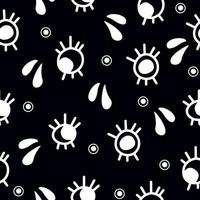 Doodle abstract eye seamless pattern in graffiti style on black background. White opened eyes background. Psychedelic eye background for fabric, design. vector