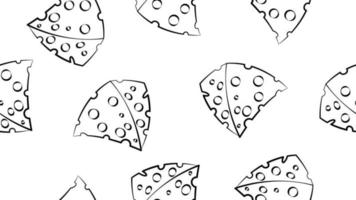 Cheese pattern. Seamless background with hand drawn different cheese vector