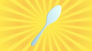 Spoon. Vector. White icon on red sun with rays as background. Isolated vector