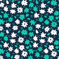 Flowers and leaves hand draw vector seamless pattern.