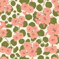 Nasturtiums flowers seamless pattern in light background vector