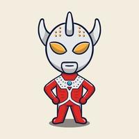 cute cartoon superhero ultraman on white background vector