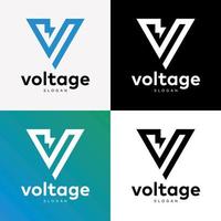 Letter V Monogram Symbol Voltage Electricity Storm Lightning Elegant Business Logo Design Vector