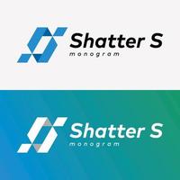 Letter S Abstract Monogram Style Glass Shatter Identity Business Digital Logo Design Vector